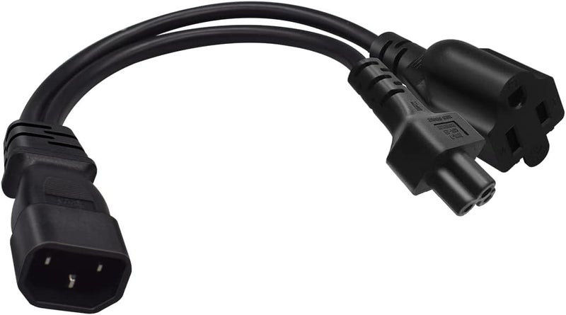 TEWOXIN IEC C14 to C5 + NEMA 5-15R Y Splitter Power Cord for Laptop Power & US Plug Devices, Space-Saving Adapter Cable(1FT/0.3M) - Image 4